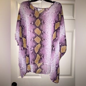 Adrienne purple and gold snakeskin top